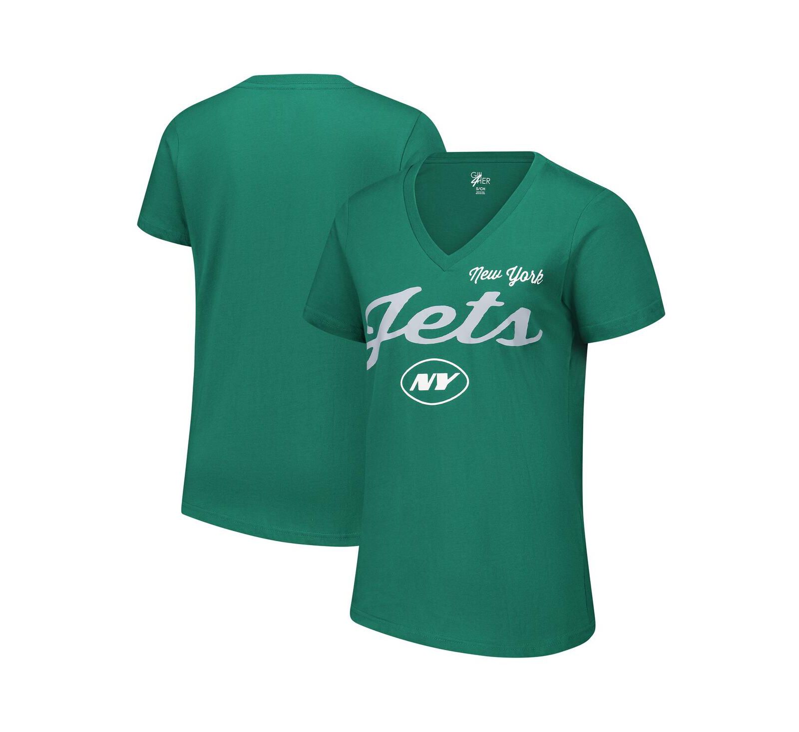 Женская футболка G-III 4Her by Carl Banks Green New York Jets Post Season V-Neck