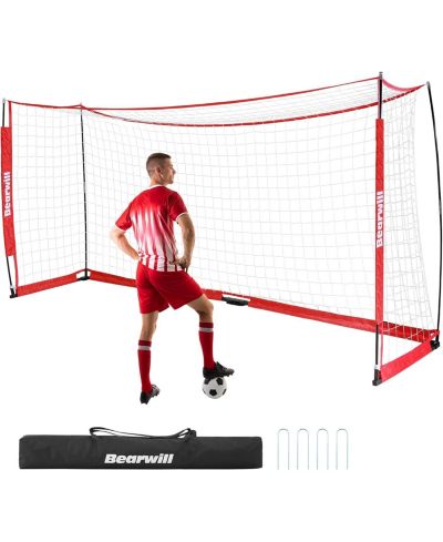 Bearwill 12x6FT Soccer Goal - Easy Setup, Portable with Upgraded Collapsible Metal Base - Includes Carry Bag, for Backyard, Indoor & Outdoor Practice