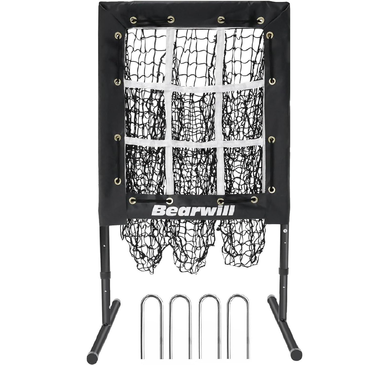 Bearwill 9 Hole Pitching Net for Baseball & Softball - with Strike Zone, Adjustable Throwing Target, Training Equipment