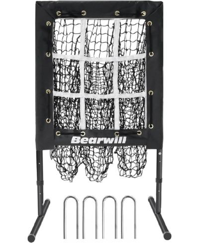 Bearwill 9 Hole Pitching Net for Baseball & Softball - with Strike Zone, Adjustable Throwing Target, Training Equipment
