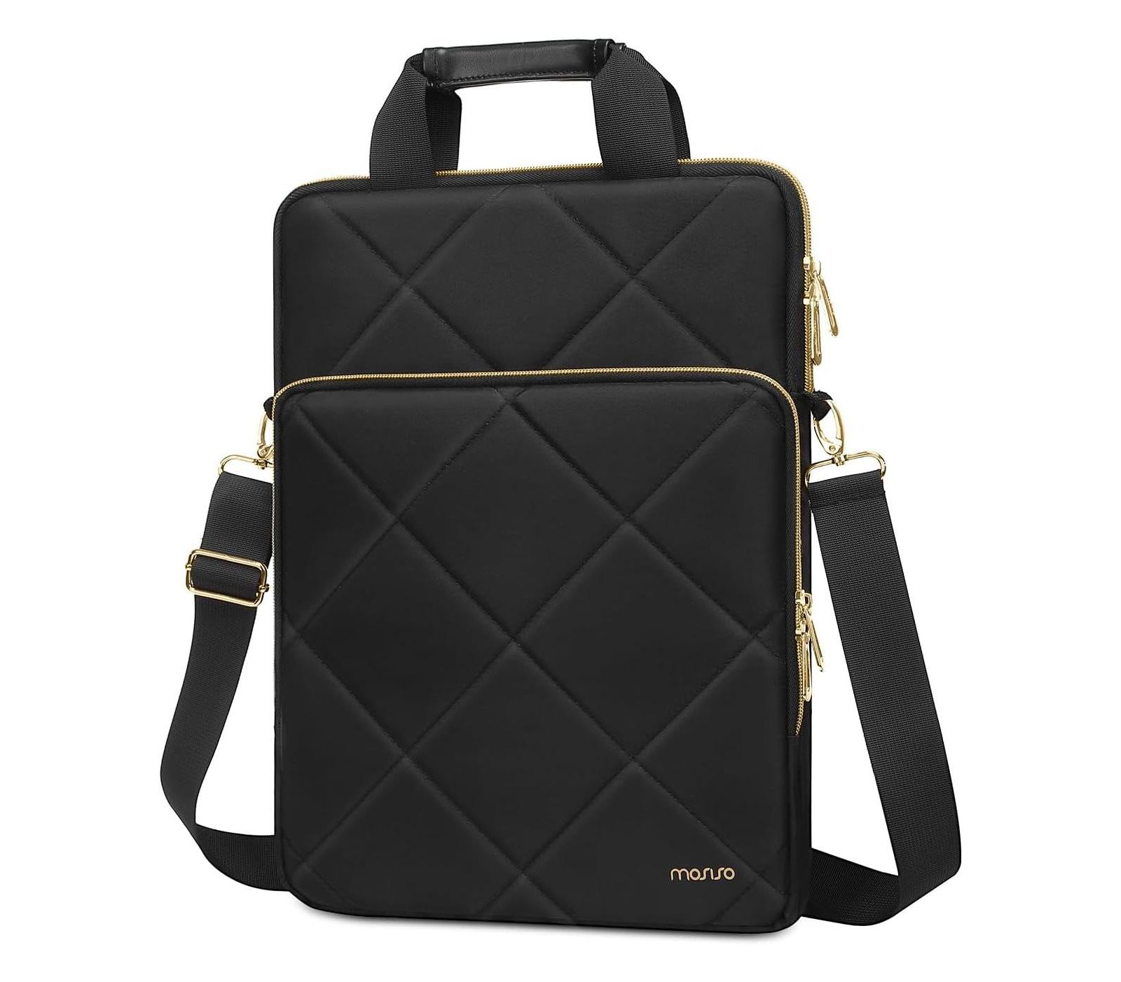 Сумка-мессенджер MOSISO 15.6 Inch Laptop Rhombus Quilted Shoulder Briefcase, Black