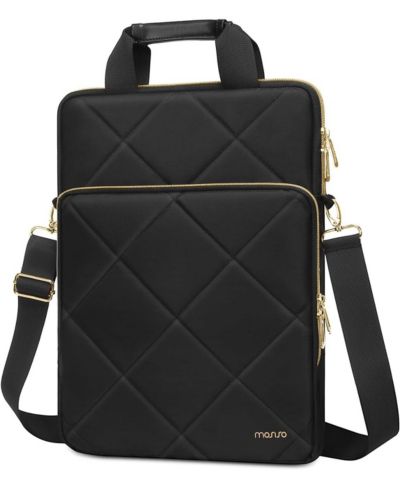 Сумка-мессенджер MOSISO 15.6 Inch Laptop Rhombus Quilted Shoulder Briefcase, Black