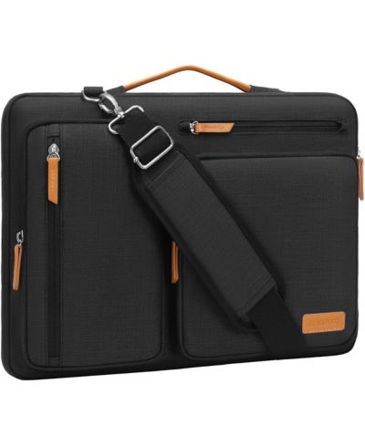 MOSISO Black 360 Protective Laptop Bag - Side Open Messenger for 15-16" MacBook Pro, HP, Dell & Lenovo | TSA-Friendly Shoulder Bag w/ 4 Zipper Pockets