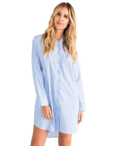 Sant and Abel Women's Organic Cotton Poplin Button Down Pajama Night Shirt
