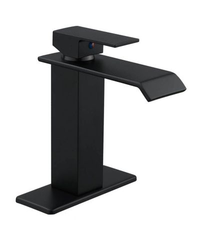 Greenspring Brushed Gold Waterfall Single Handle Bathroom Faucet with Supply Line