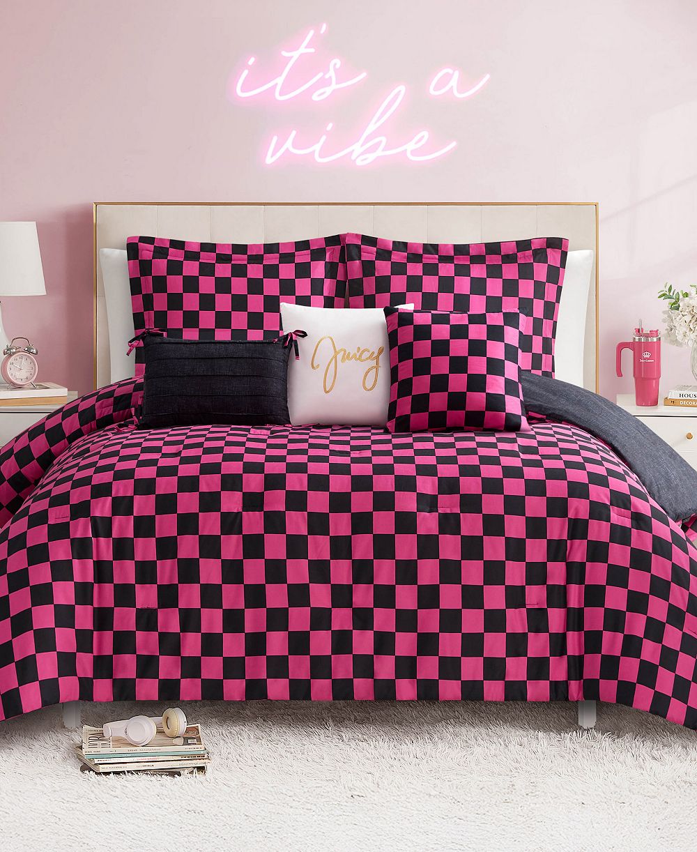 Комплект постельного белья Juicy Couture Checkerboard Reversible, 5-Pc. Comforter Set, Twin/Twin XL