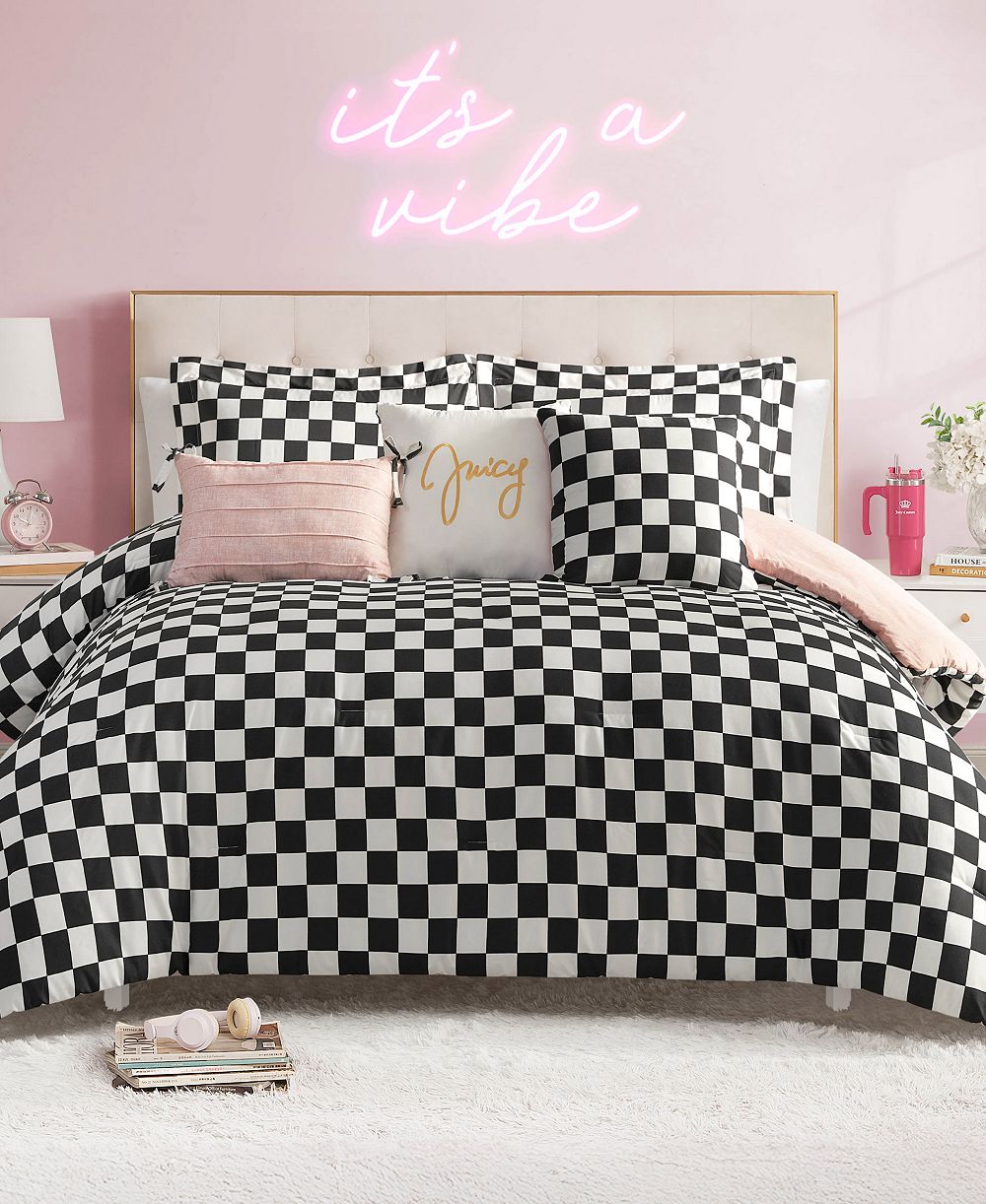 Juicy Couture комплект покрывал в шахматную клетку, реверсивный, 6 предметов, King