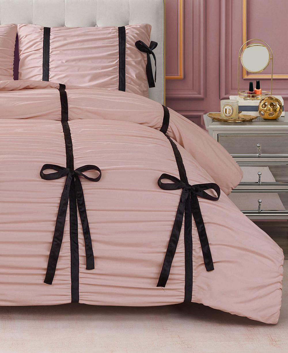 Комплект из 2 предметов Juicy Couture Amelie Velvet Bows Ruched, Twin/Twin XL