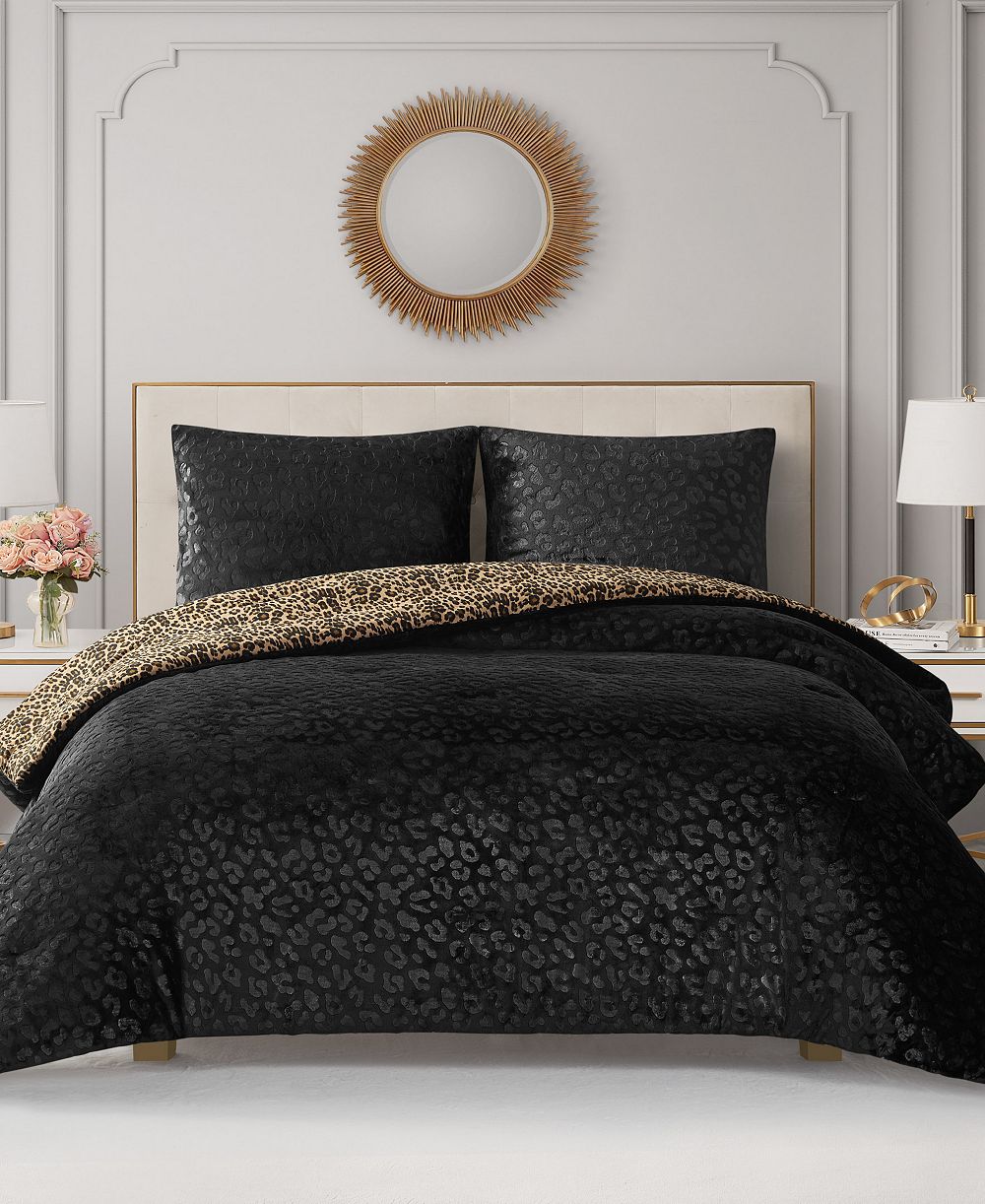 Juicy Couture Embossed Leopard Reverse To Royal Leopard 3-Pc. Comforter Set, King