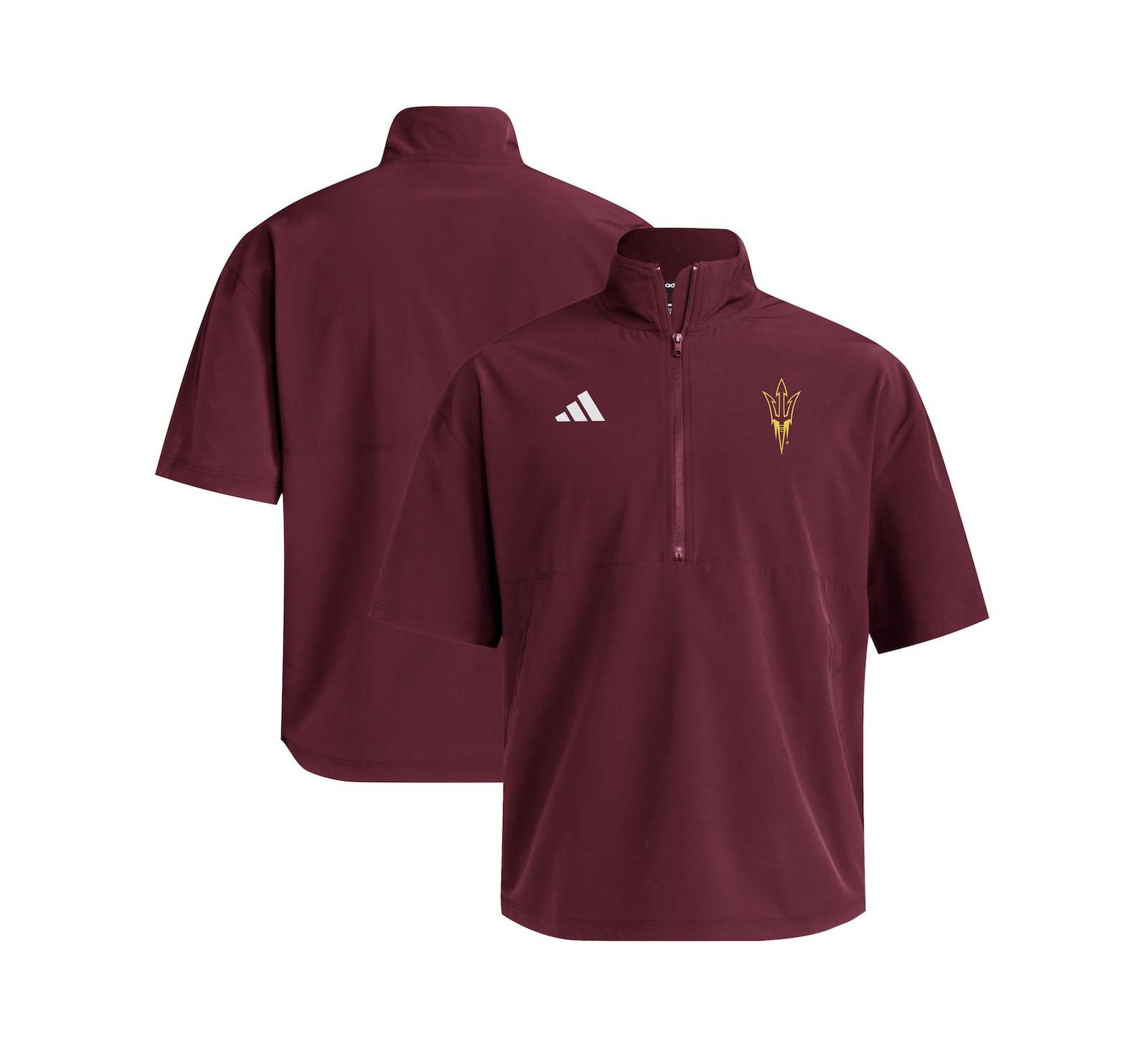 adidas Мужской пуловер-худи Arizona State Sun Devils бордового цвета с коротким рукавом