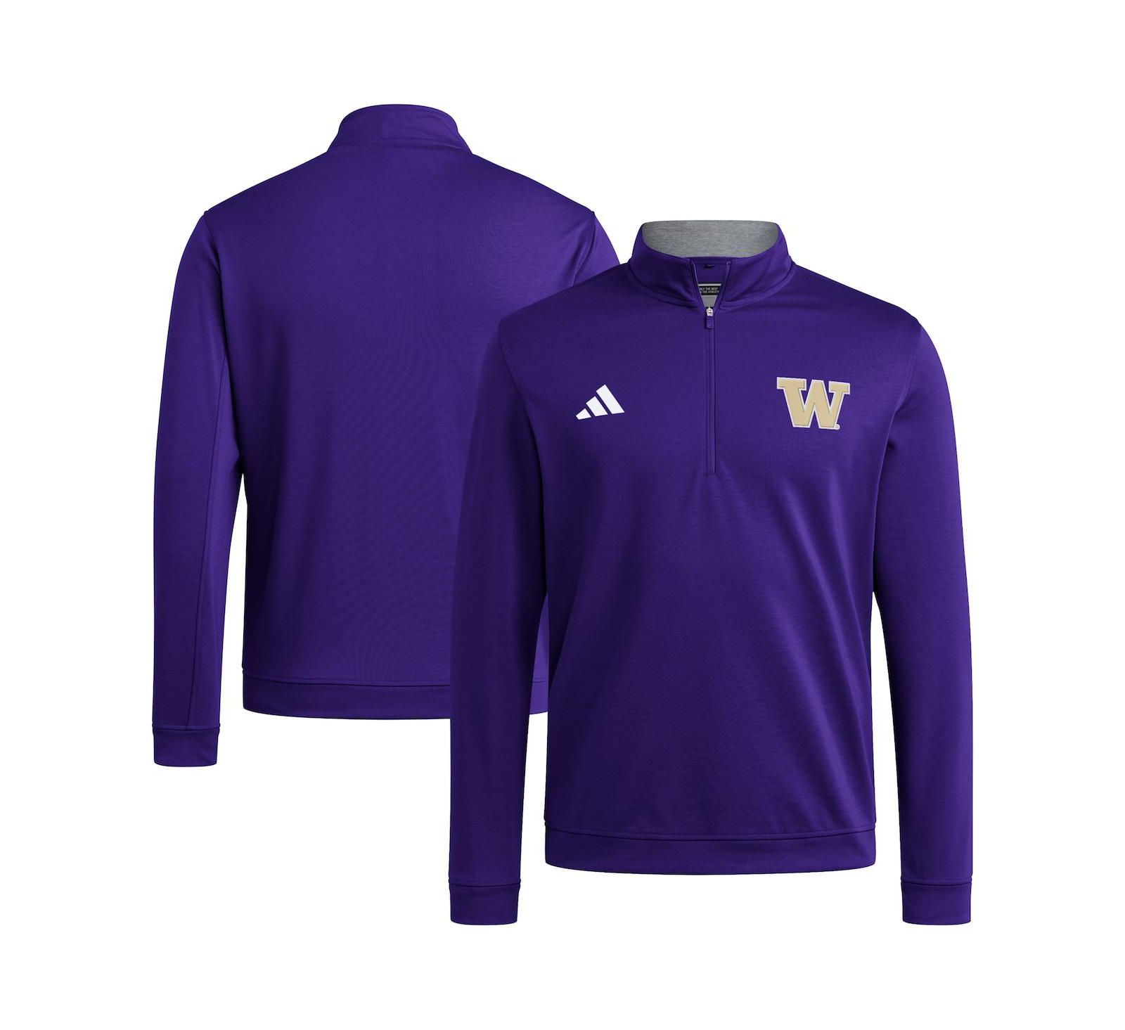 Adidas Men's Purple Washington Huskies Elevated Tri-Blend Quarter-Zip Pullover Sweatshirt