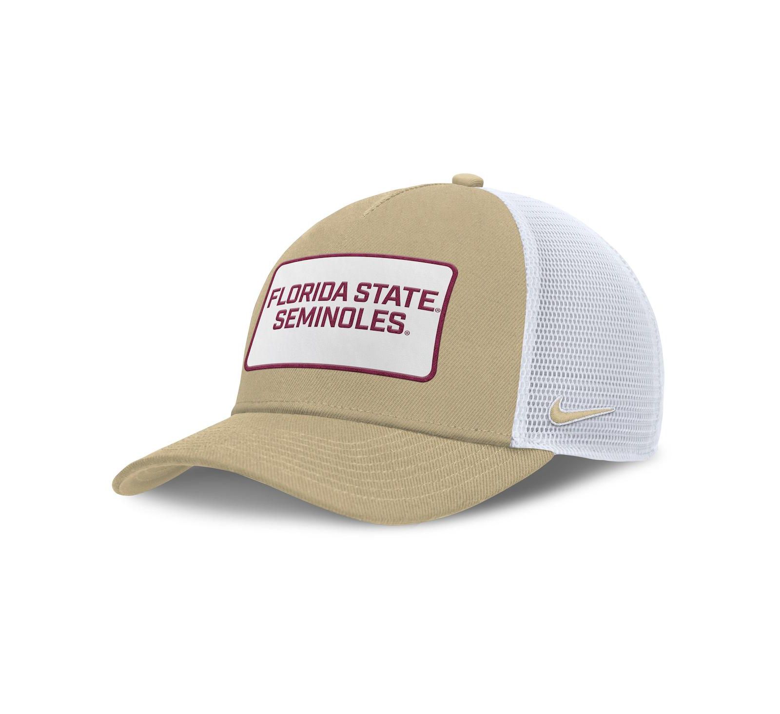 Мужская кепка Nike Gold/White Florida State Seminoles 2025 On-Field Rise Patch Trucker Adjustable Hat