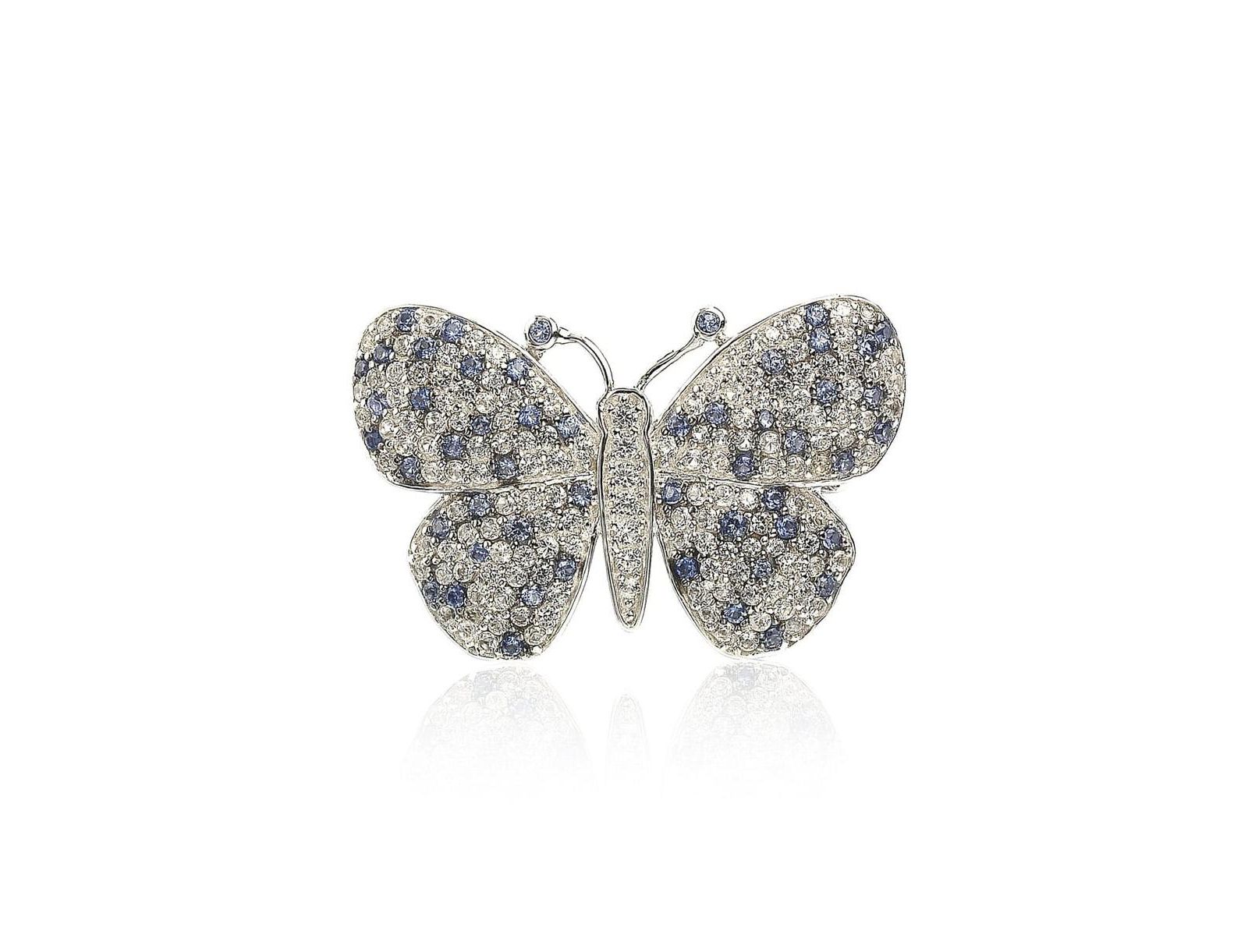 Брошь-подвеска Suzy Levian Sterling Sapphire & Created Sapphire Butterfly