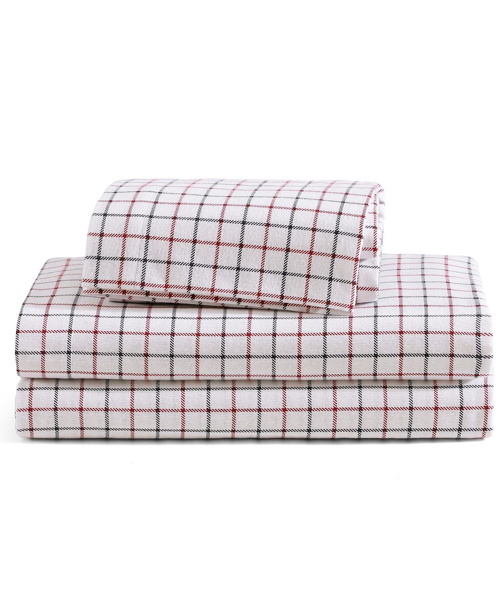 Tommy Hilfiger Printed Flannel 3-Pc. Sheet Set, Twin
