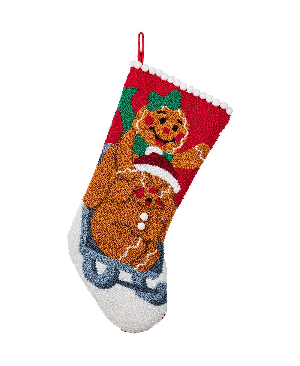 Рождественский носок Glitzhome 21" Hooked Gingerbread Man