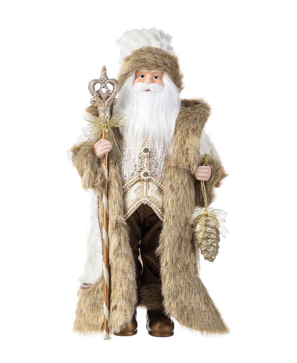 Рождественская фигурка Санты Glitzhome 18" Faux Fur Woodland