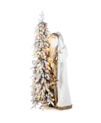 Glitzhome 4" Oversized Christmas Woodland Santa