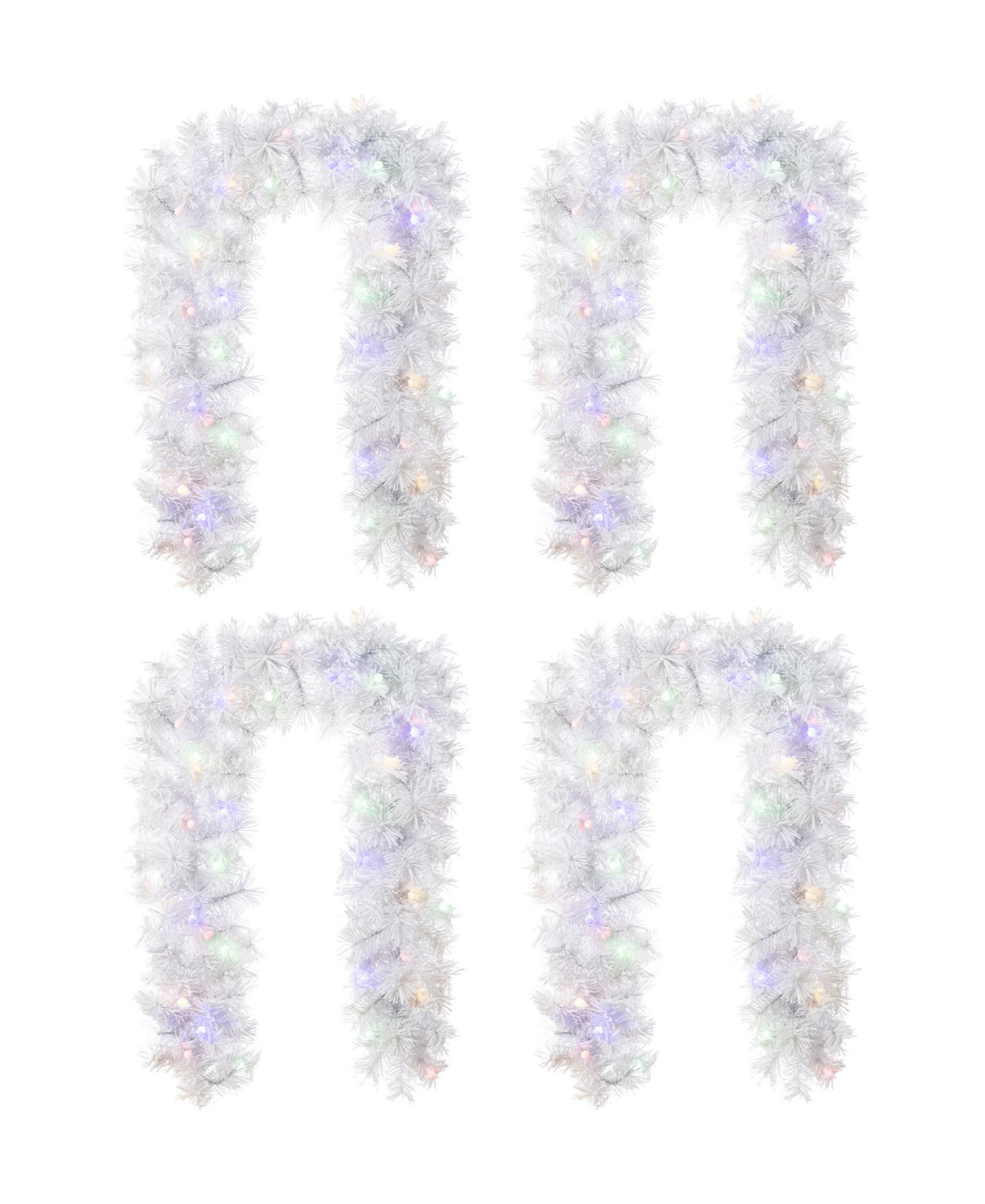 Glitzhome Pre-Lit Snow Flocked Pine Christmas Garlands, Set of 4
