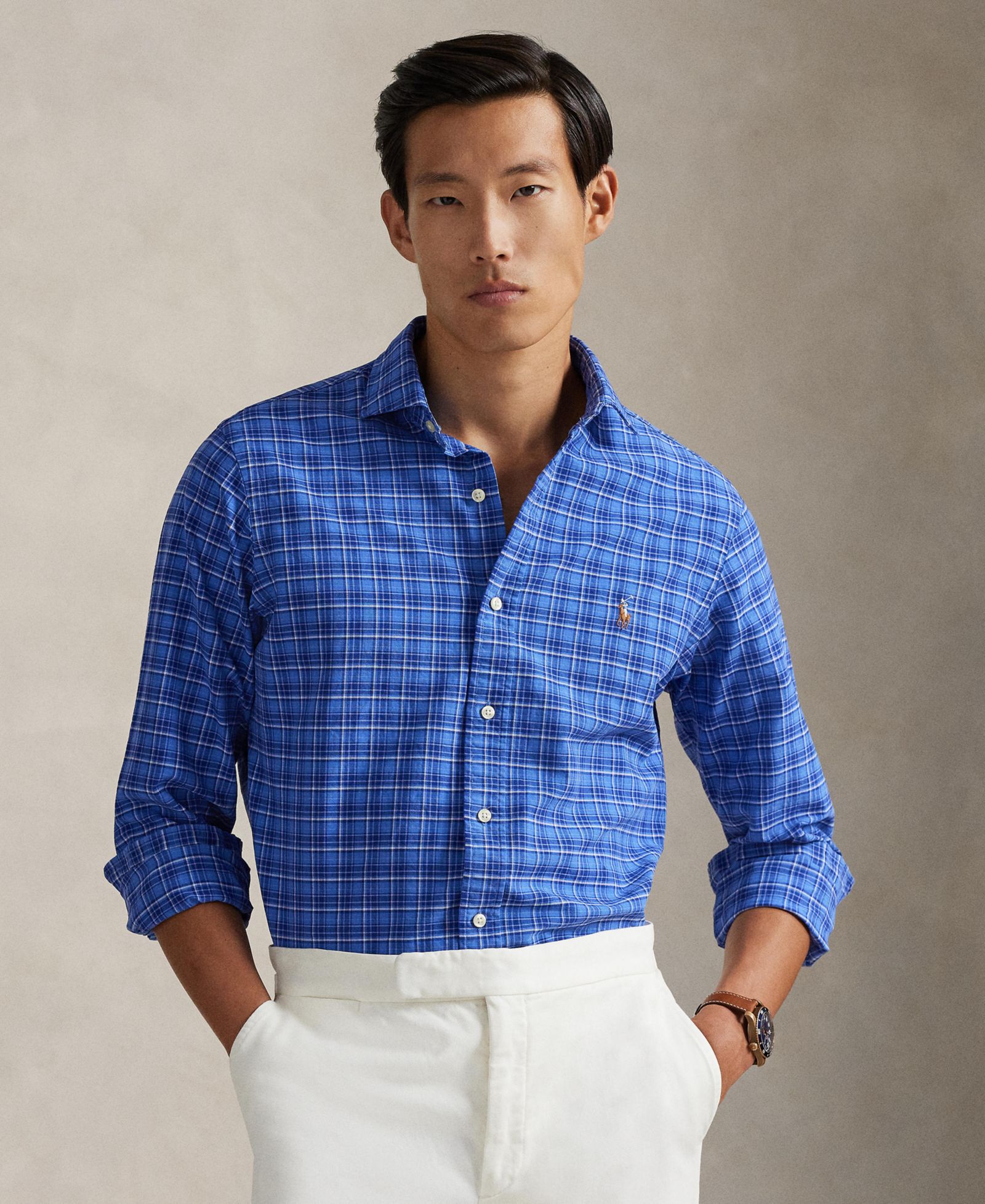 Polo Ralph Lauren мужская рубашка Oxford в клетку Custom-Fit