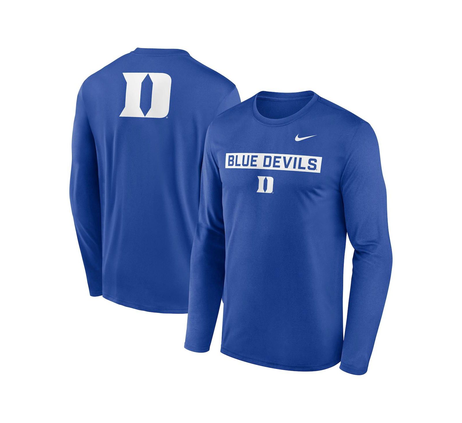 Мужская футболка Nike Royal Duke Blue Devils Primetime Campus 2-Hit Legend с длинным рукавом