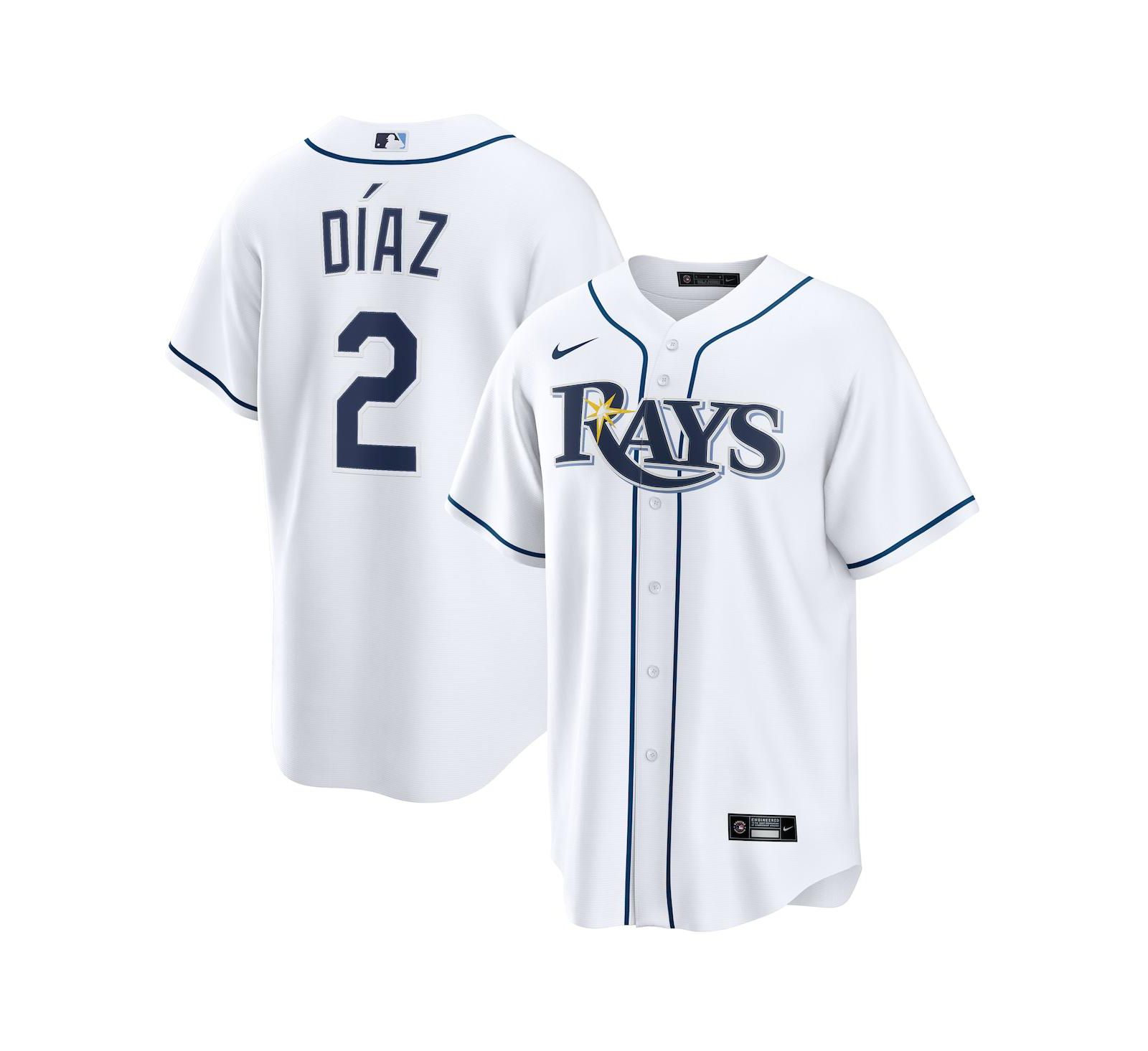 Мужская реплика джерси Nike Tampa Bay Rays Yandy Díaz, белая