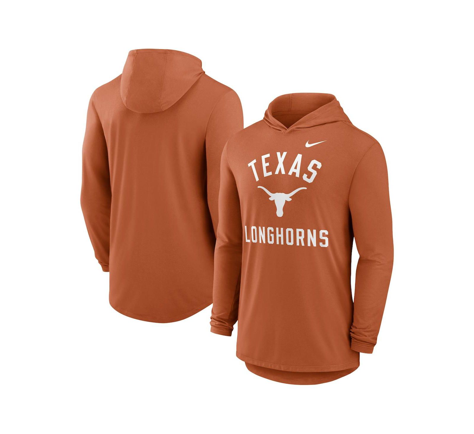 Мужская футболка Nike Texas Longhorns Classic Arch Tri-Blend Performance Long Sleeve Hoodie