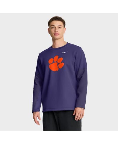 Мужская футболка Nike Clemson Tigers 2025 Sideline Coach Performance Long Sleeve