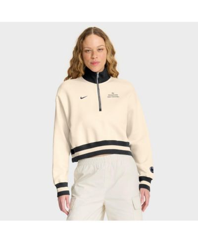 Женская толстовка Nike с укороченной молнией Penn State Nittany Lions Legacy, кремовый/темно-синий
