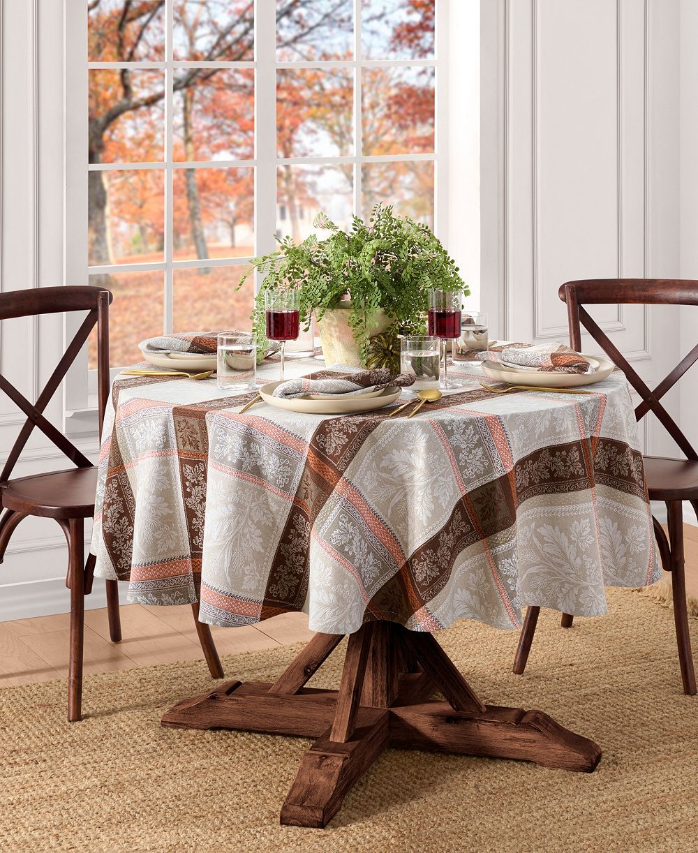 Скатерть Elrene Windswept Harvest Jacquard Cotton 60" x 84" Oval