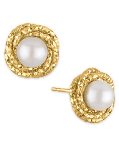 Macy's Серьги-гвоздики с жемчугом Freshwater 6-6.5mm в золоте 10k