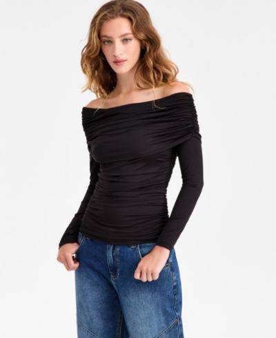 Женский трикотажный топ Bar III Off-The-Shoulder Ruched