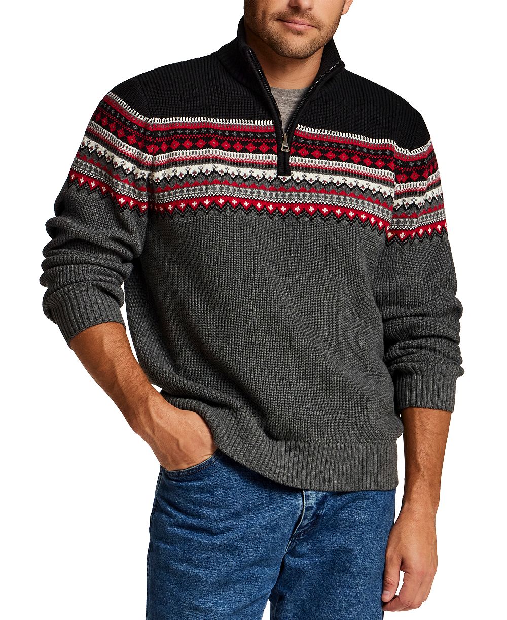Weatherproof Vintage мужской свитер с четвертьзастежкой Maine Fairisle двухцветный