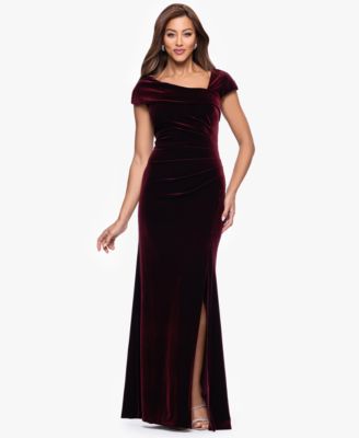 XSCAPE Petite Вечернее платье из бархата с коротким рукавом, Stretch