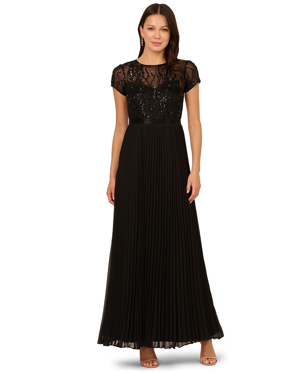 Женское платье Adrianna Papell Petite Beaded Pleated
