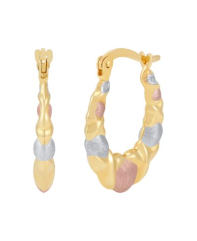 Серьги-кольца Macy's XOXO из полированного сатина, 10k желтое золото, розовое золото и родий