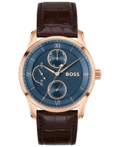 Мужские часы Hugo Boss Principle Master Quartz Multifunction Brown Calfskin, 41mm