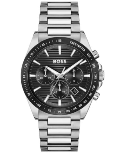 Hugo Boss Мужской Strike Quartz Fashion Chrono Stainless Steel Watch, 41mm