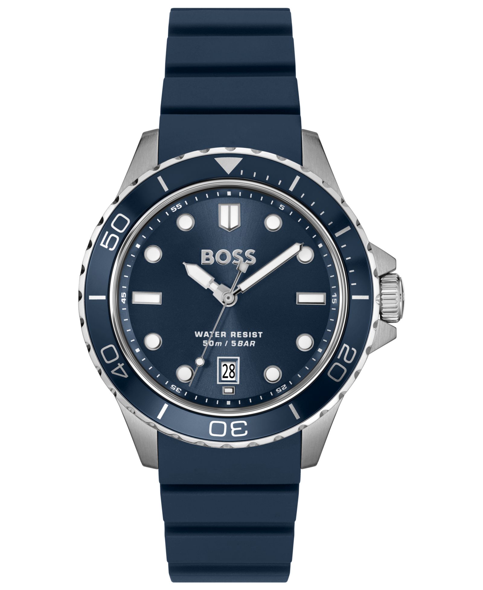 Часы Hugo Boss Men's Troper Sport Quartz Basic Calendar Blue Silicone Watch, 42mm