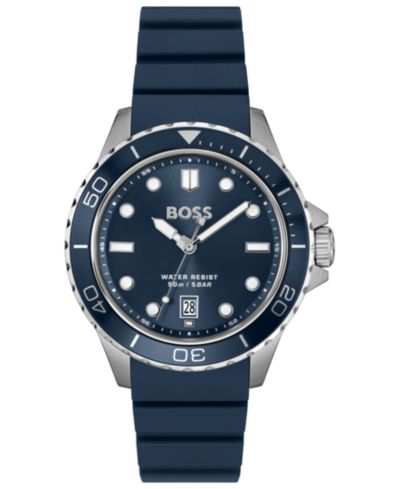 Часы Hugo Boss Men's Troper Sport Quartz Basic Calendar Blue Silicone Watch, 42mm