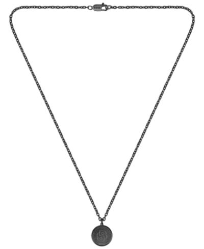 Hugo Boss Double B Coin Ionic Plated Black Stainless Steel Necklace