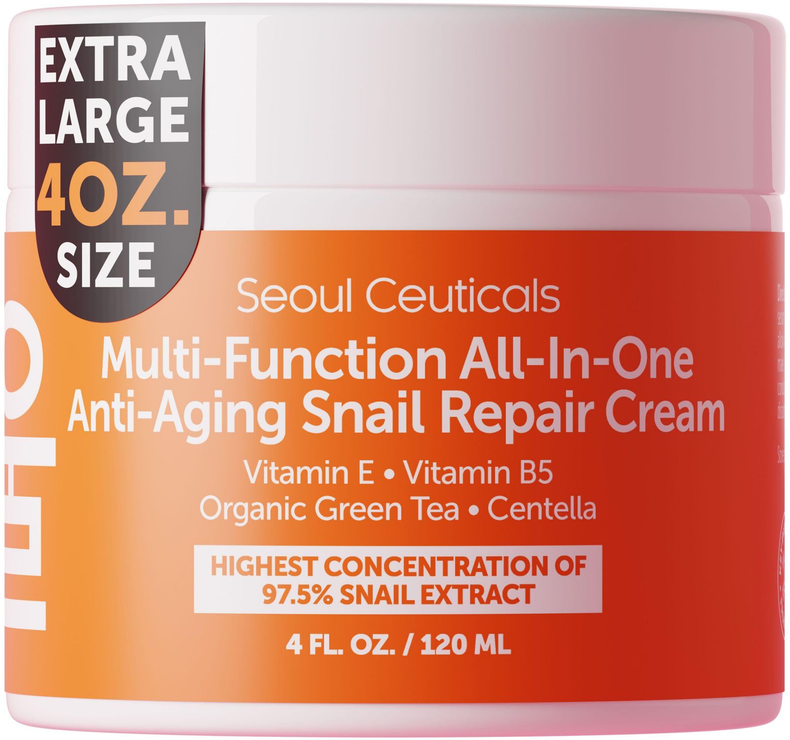 Seoul Ceuticals Korean Skin Care Multi-Function All-In-One Anti-Aging Snail Mucin Repair Cream 4 oz. K Beauty Skincare