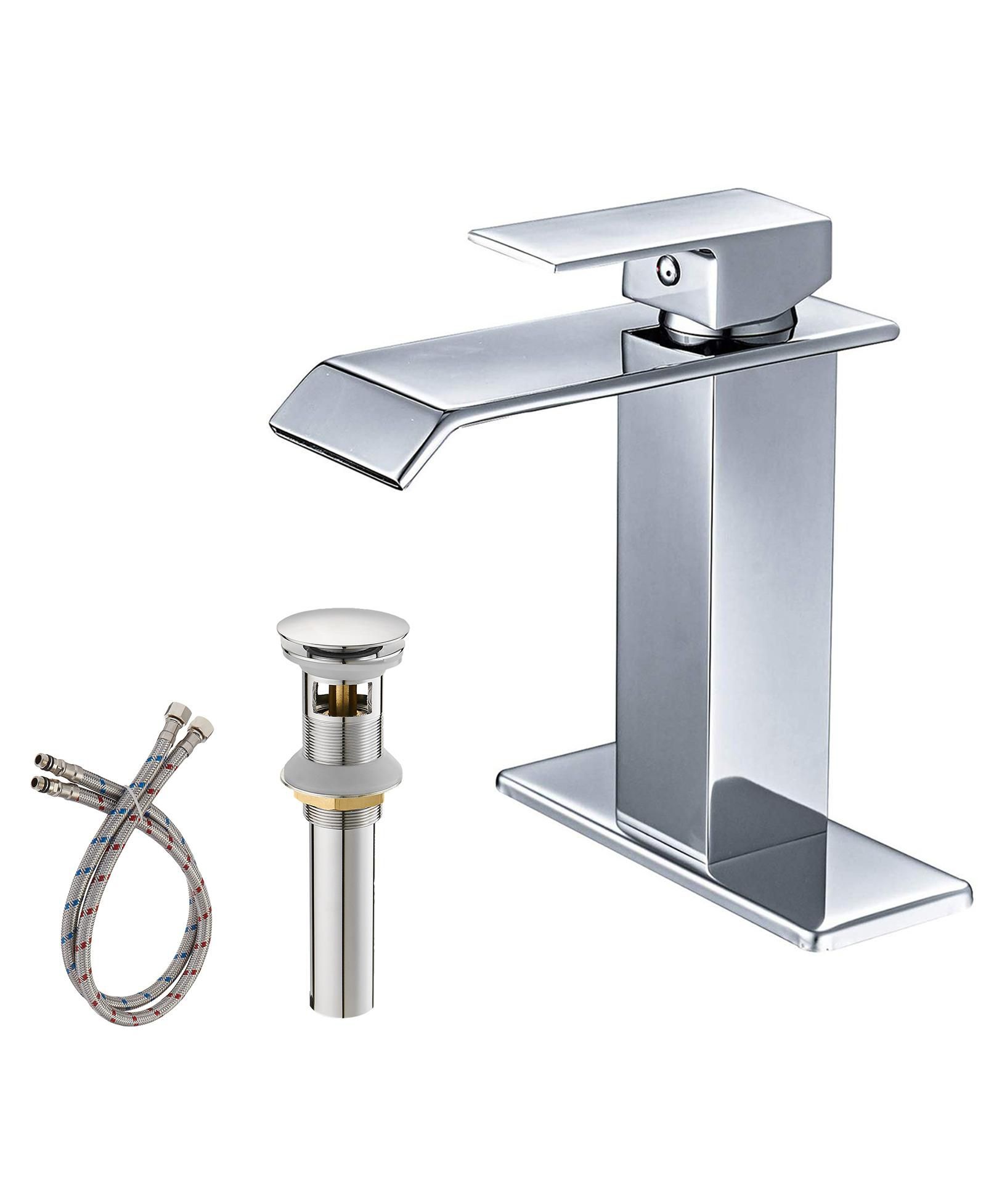 Greenspring Waterfall Single Handle Single Hole Modern Drip-Free Lavatory RV Sink Bathroom Faucet