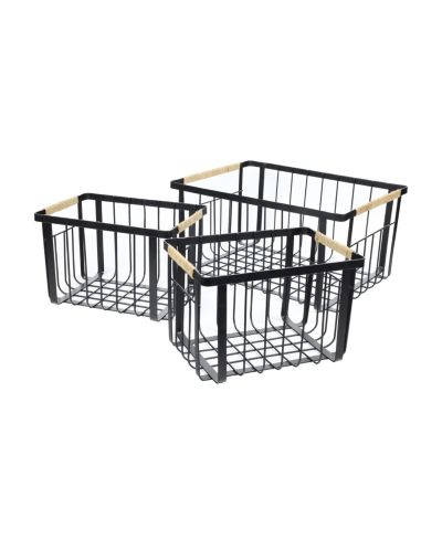Happimess Henley Vintage Farmhouse Handmade Wire Metal Nesting Storage Baskets with Jute Wrapped Handles, (Set of 3)