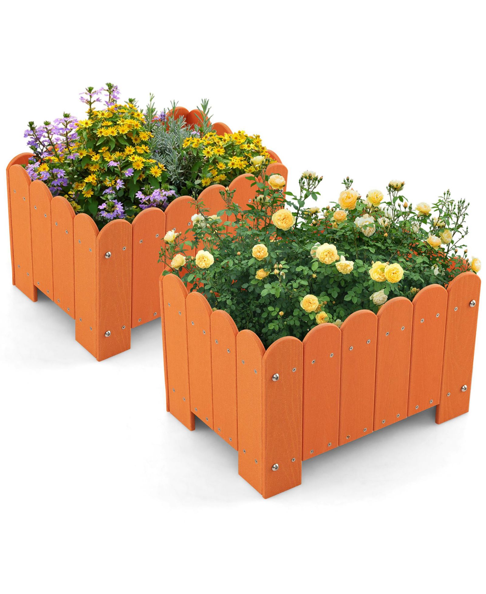 Gymax 2 Pack прямоугольные кашпо из HDPE, устойчивые к погоде, 18'' x 12.5'' x 12''