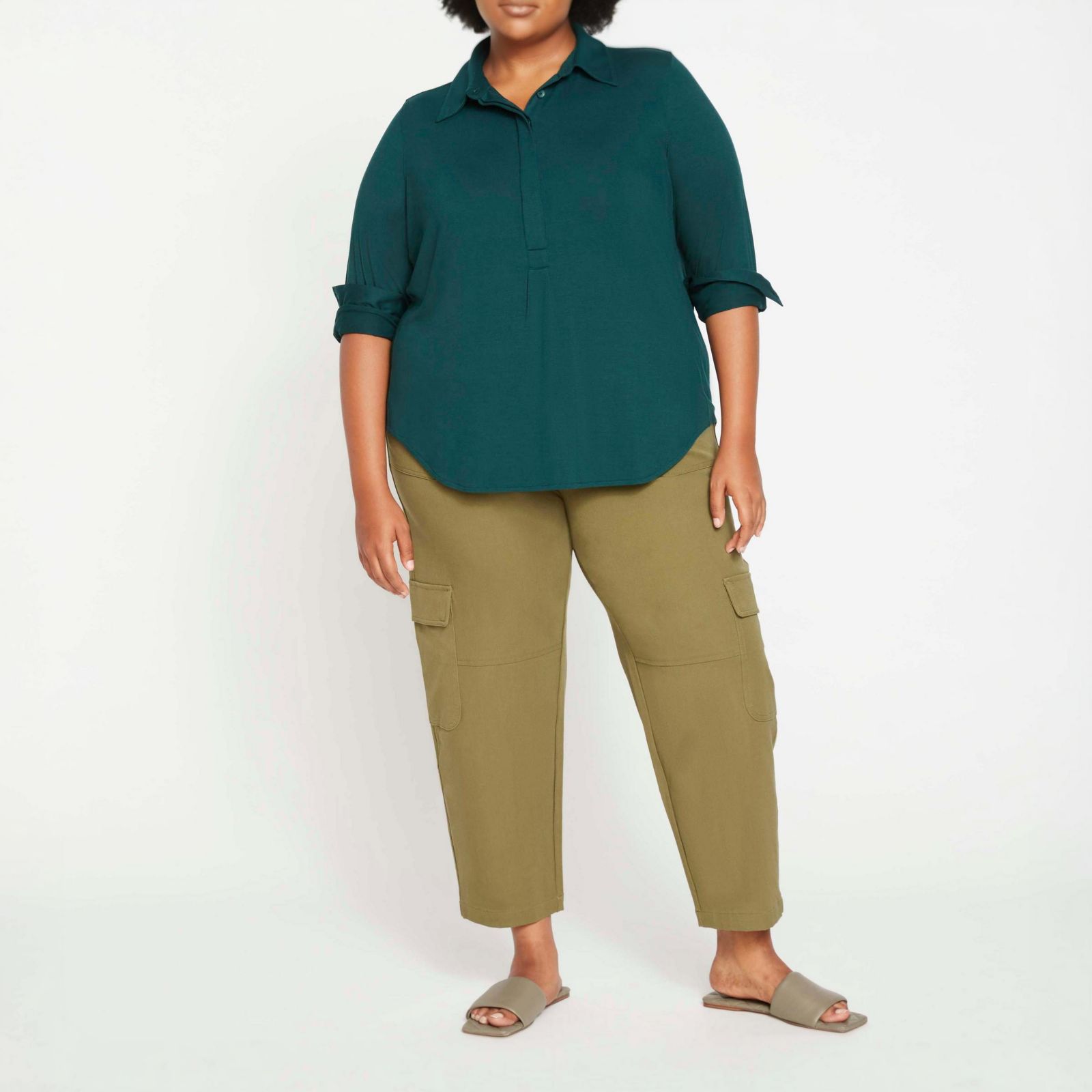 Рубашка Universal Standard Plus Size Elbe Popover из жидкого джерси классического кроя