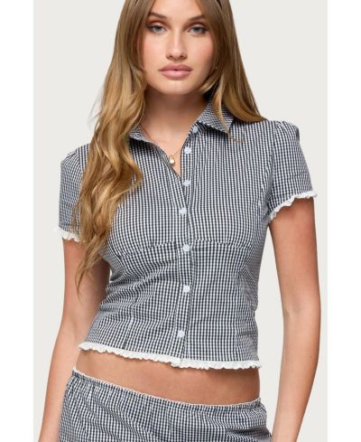 Edikted Женская рубашка Paige Gingham Tailored Button Up