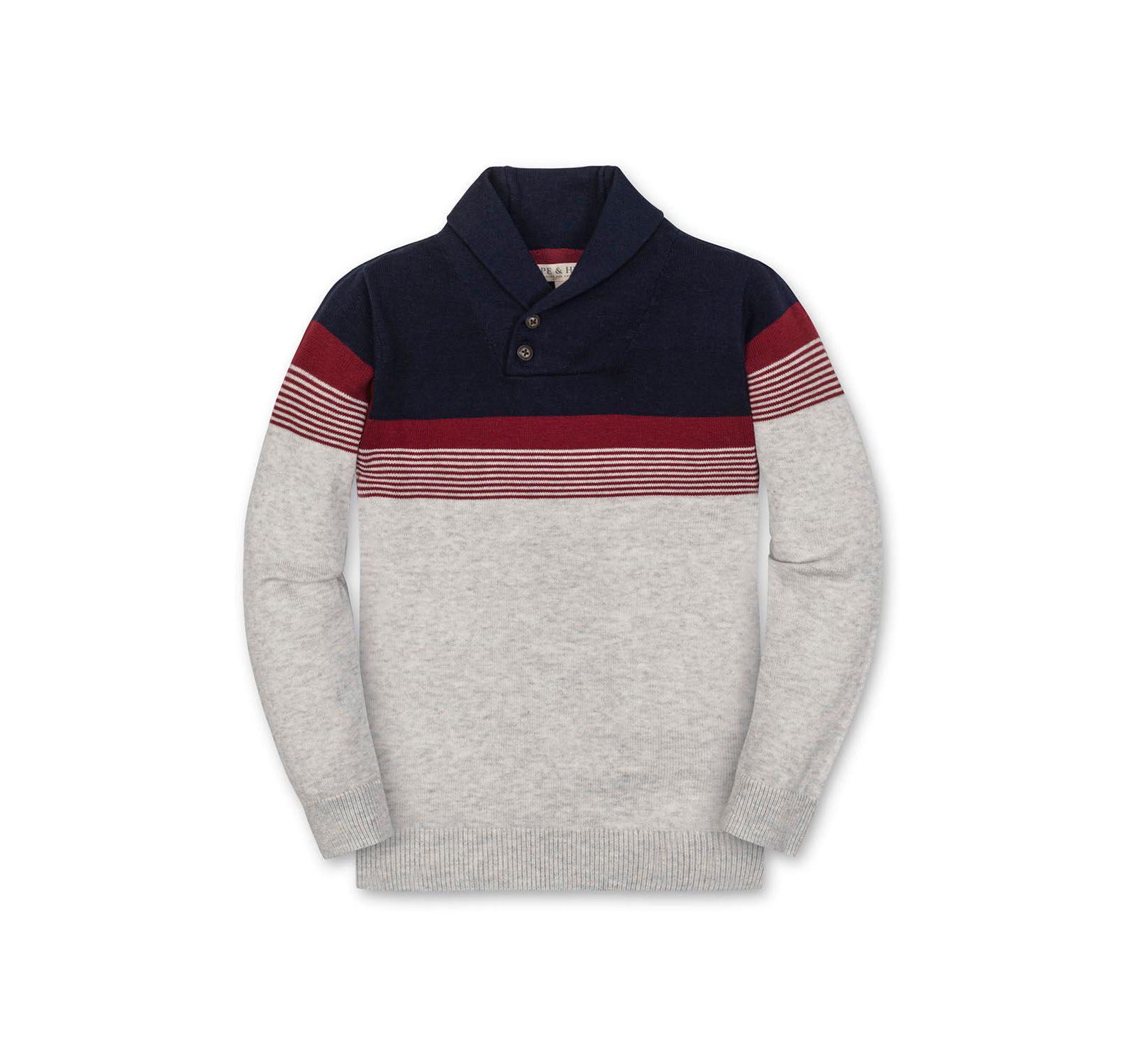 Детский джемпер Hope & Henry Organic Long Sleeve Striped Shawl Collar