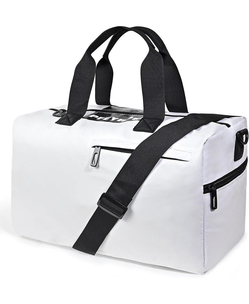 Lightweight Gym Bag for Women Man,Water Resistant Duffle Bag for Travel with Wet Pocket,Wear-resistant Weekender Overnight Duffel Bag,Travel Bag Easy to Clean Tote bag for women(White