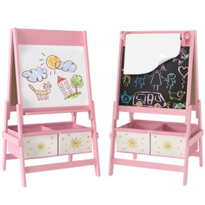 Qaba 3-in-1 Art Easel for Kids, Double-Sided Kids Easel with Paper Roll,