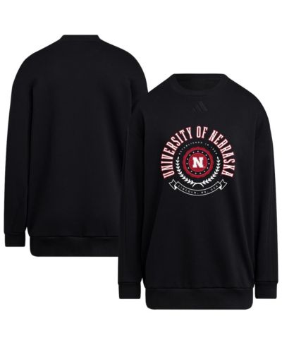 adidas Женский черный свитшот оверсайз Nebraska Huskers Crewneck